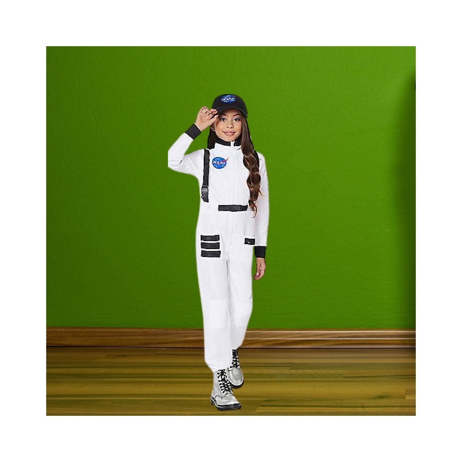 Halloween Kids White NASA Jumpsuit Costume