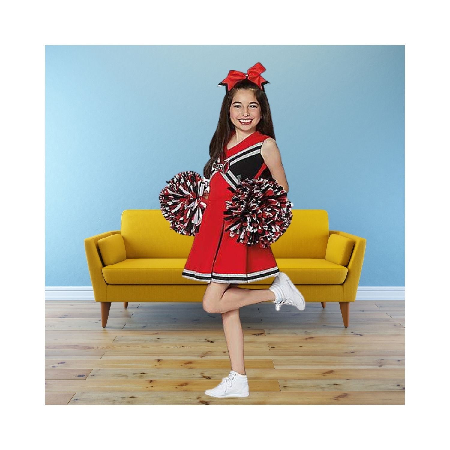 Halloween Kids Red and Black Cheerleader Costume