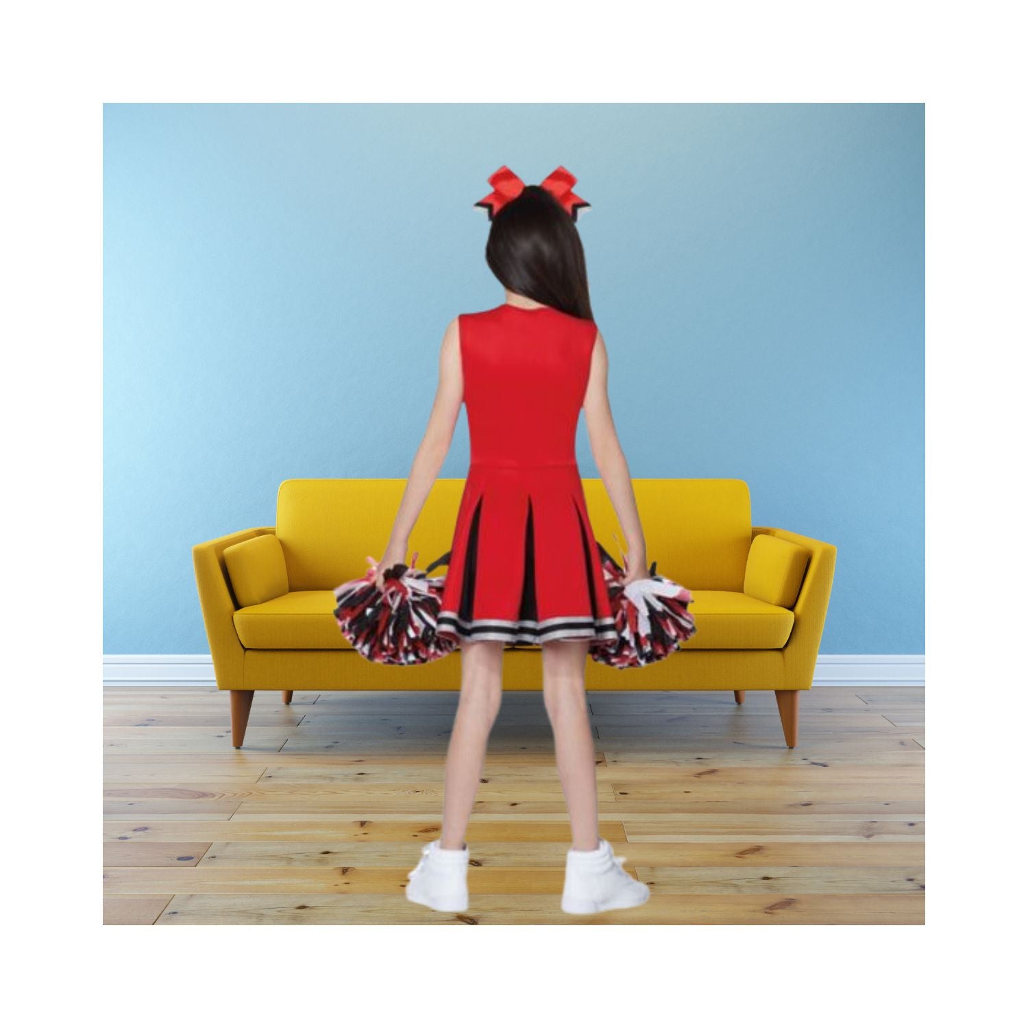 Halloween Kids Red and Black Cheerleader Costume