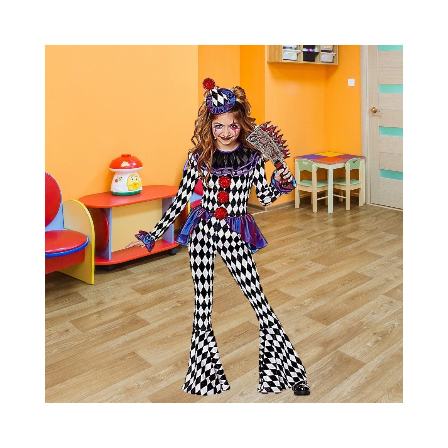 Halloween Kids Carnival Clown Unitard Costume