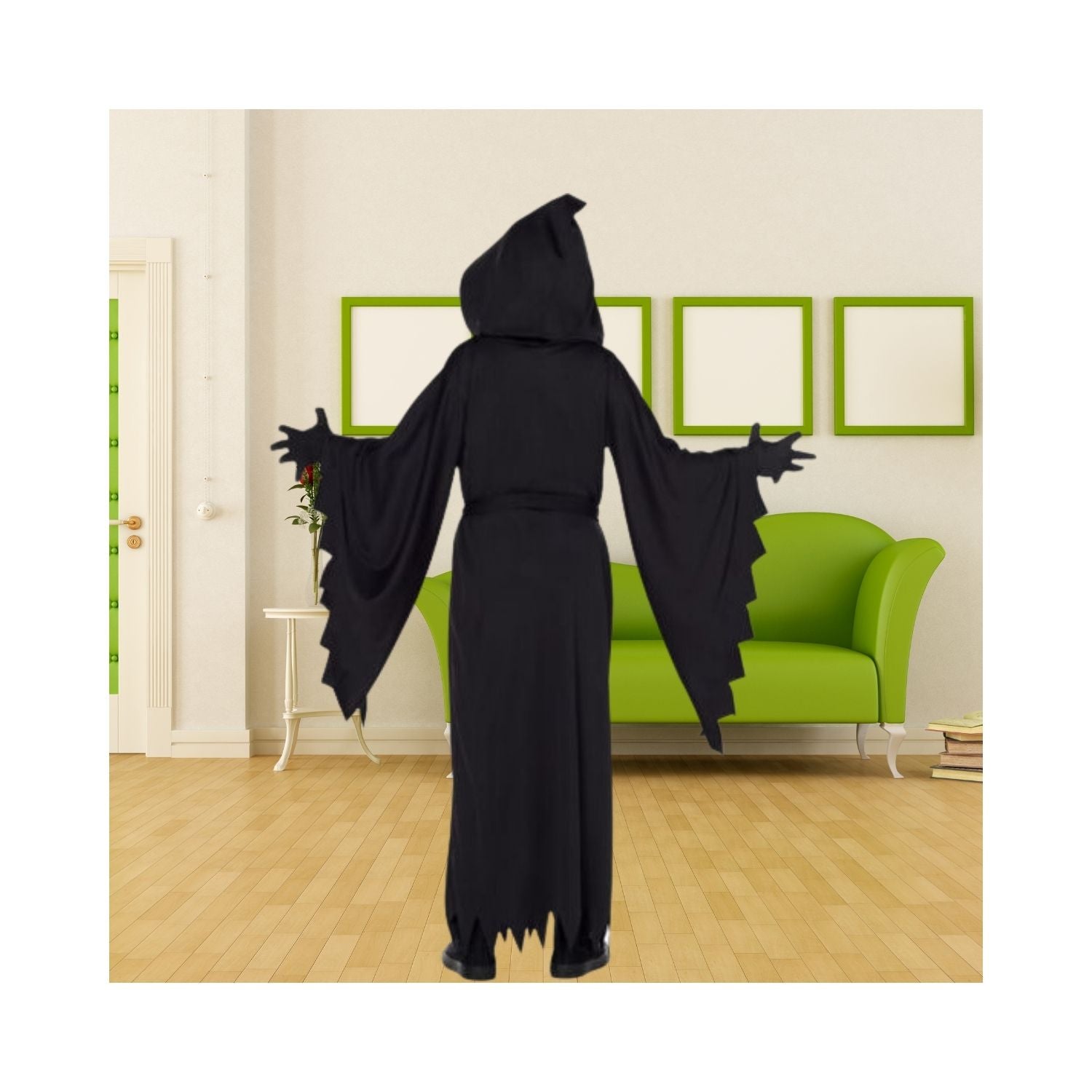 Halloween Kids Hooded Black Robe Costume