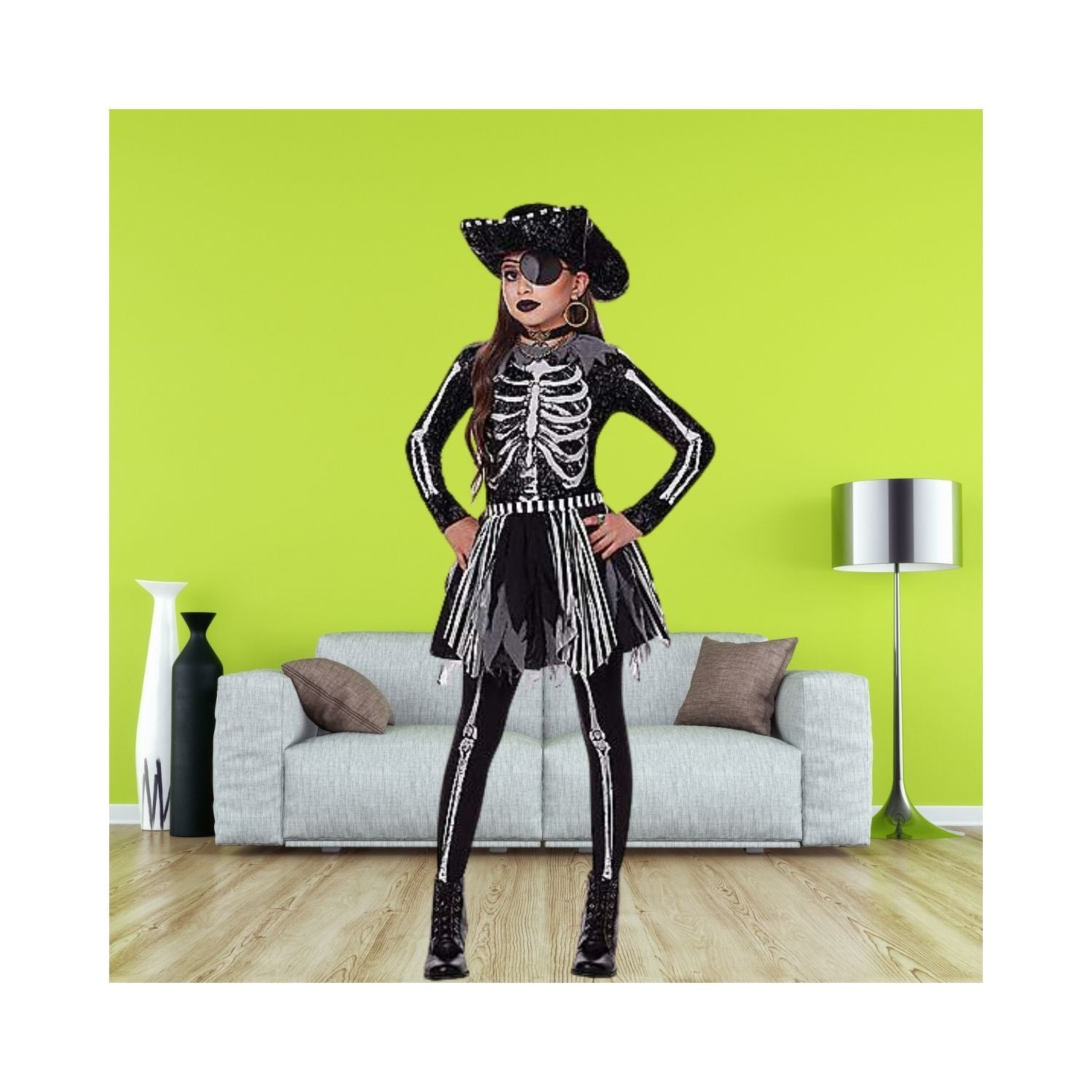 Halloween Kids Skeleton Pirate Costume