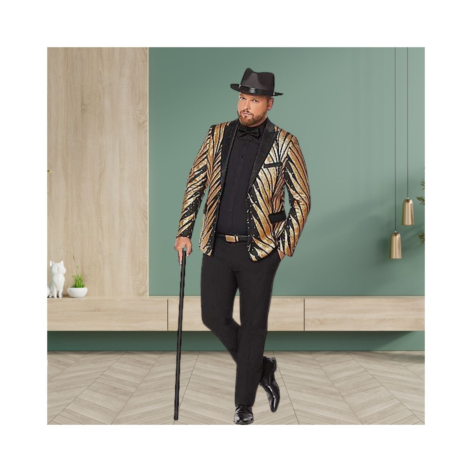 Halloween Adult '20s Gold and Black Plus Size Jacket