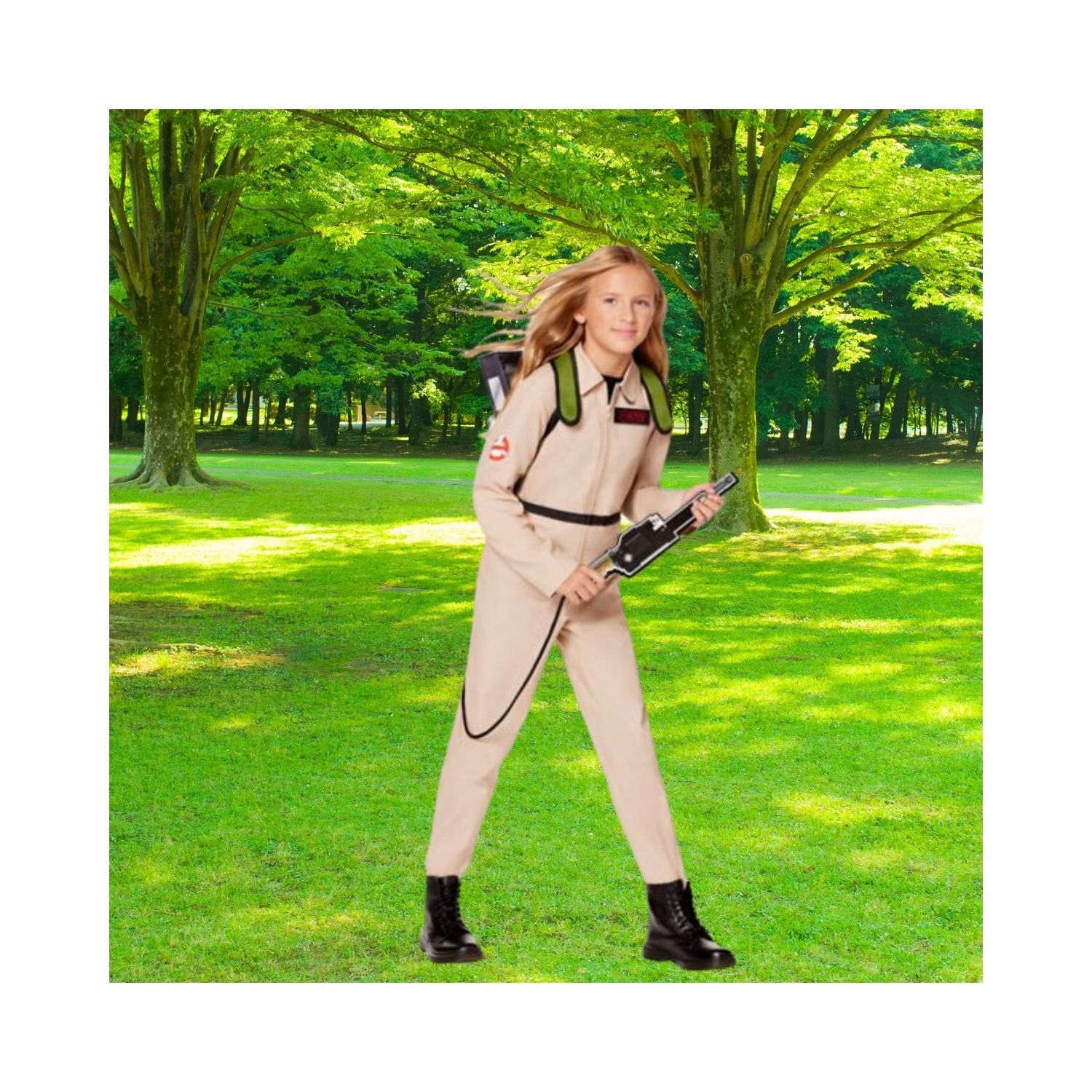 Halloween Kids Ghostbusters Girls One Piece Costume with Proton Pack - Ghostbusters Classic