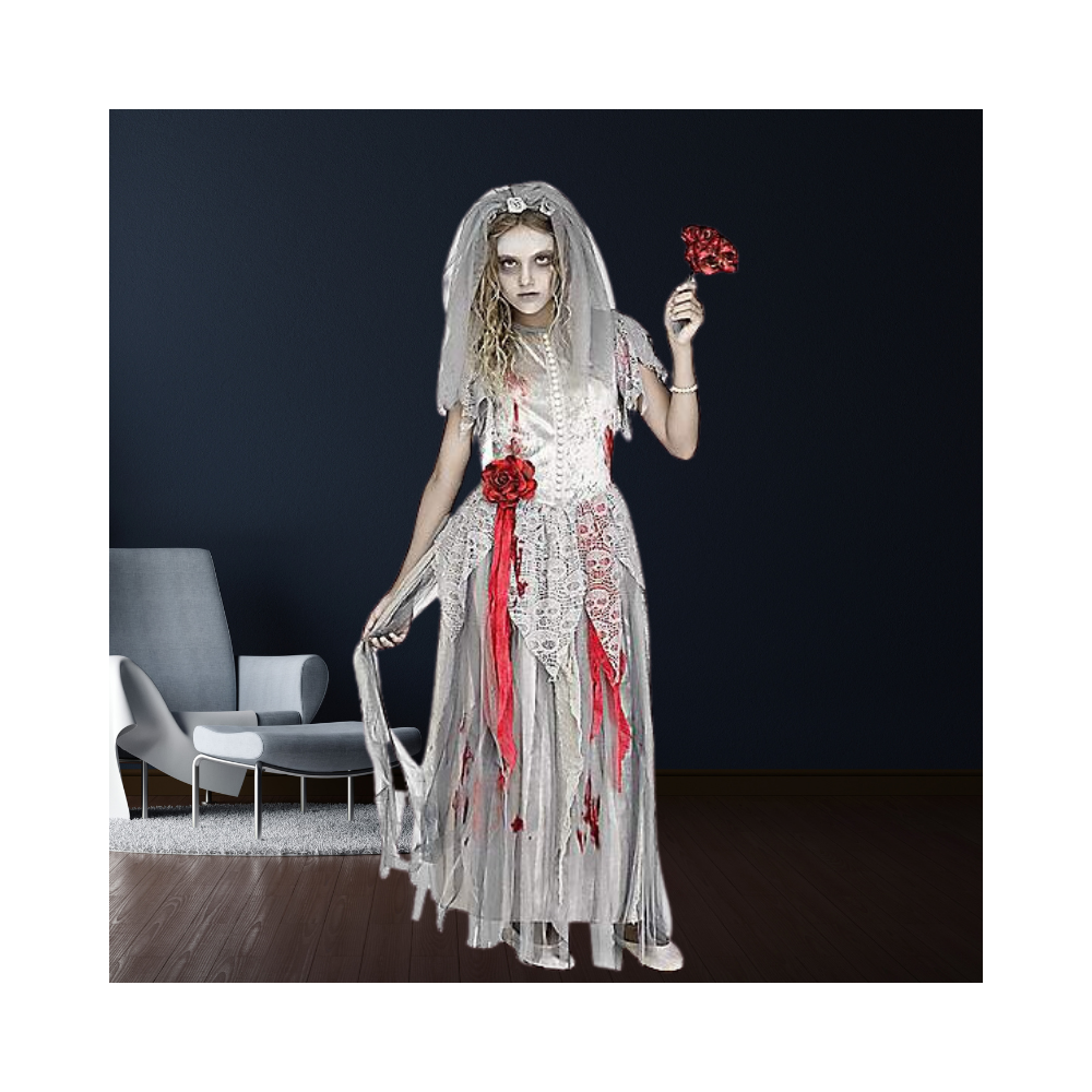 Halloween Kids Zombie Bride Costume