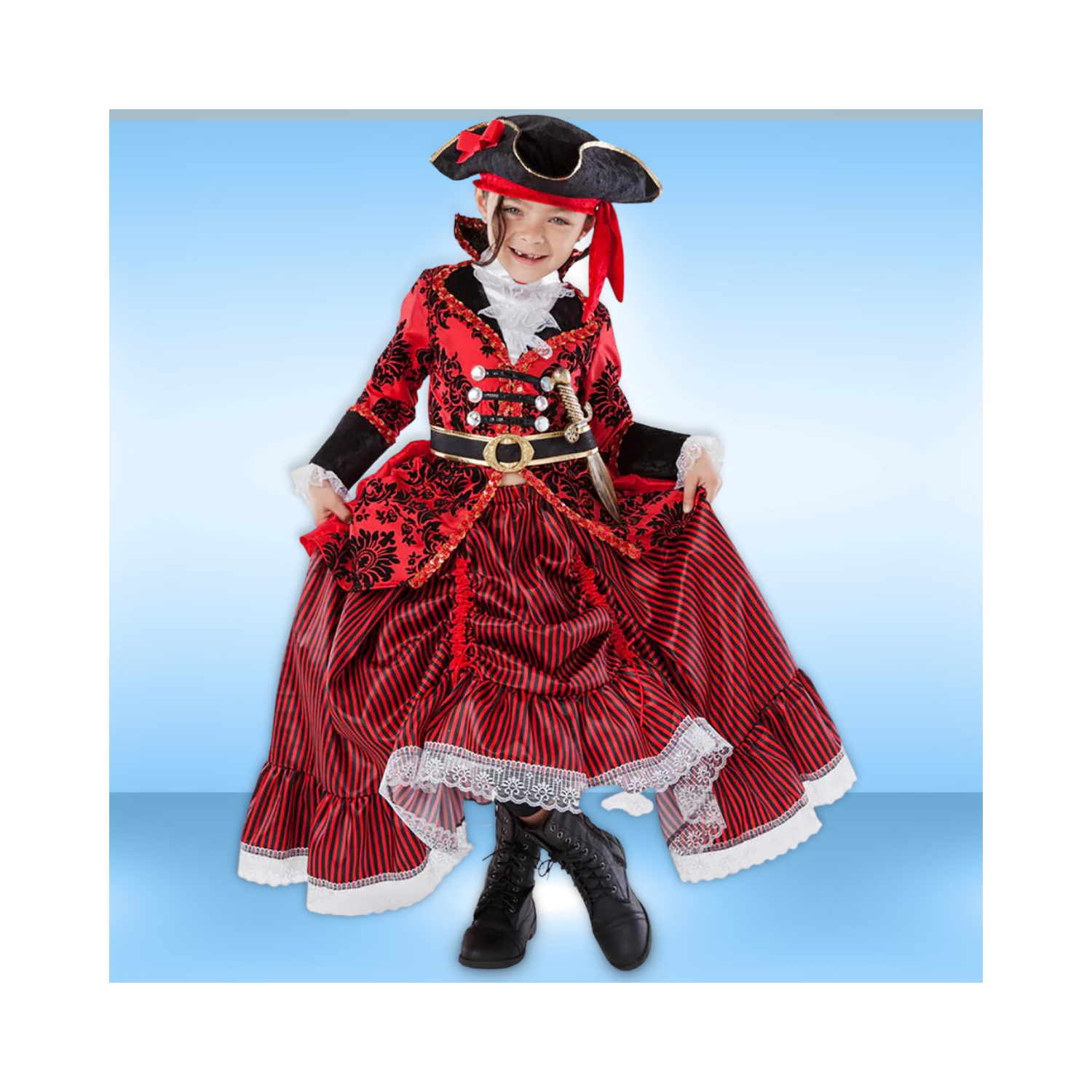 Halloween Girls Red Pirate Princess Costume