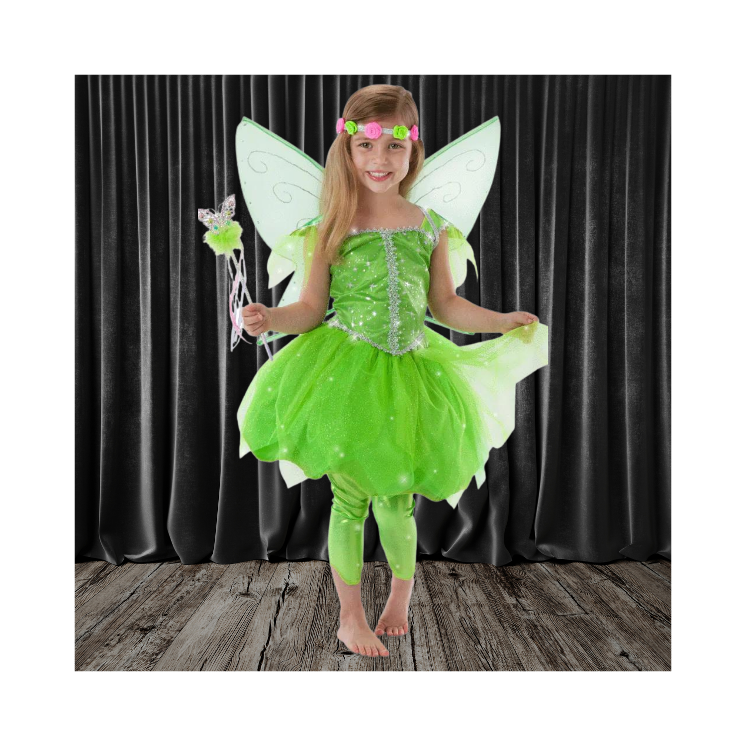 Halloween  Girls Leaf-Green Fairy Costume