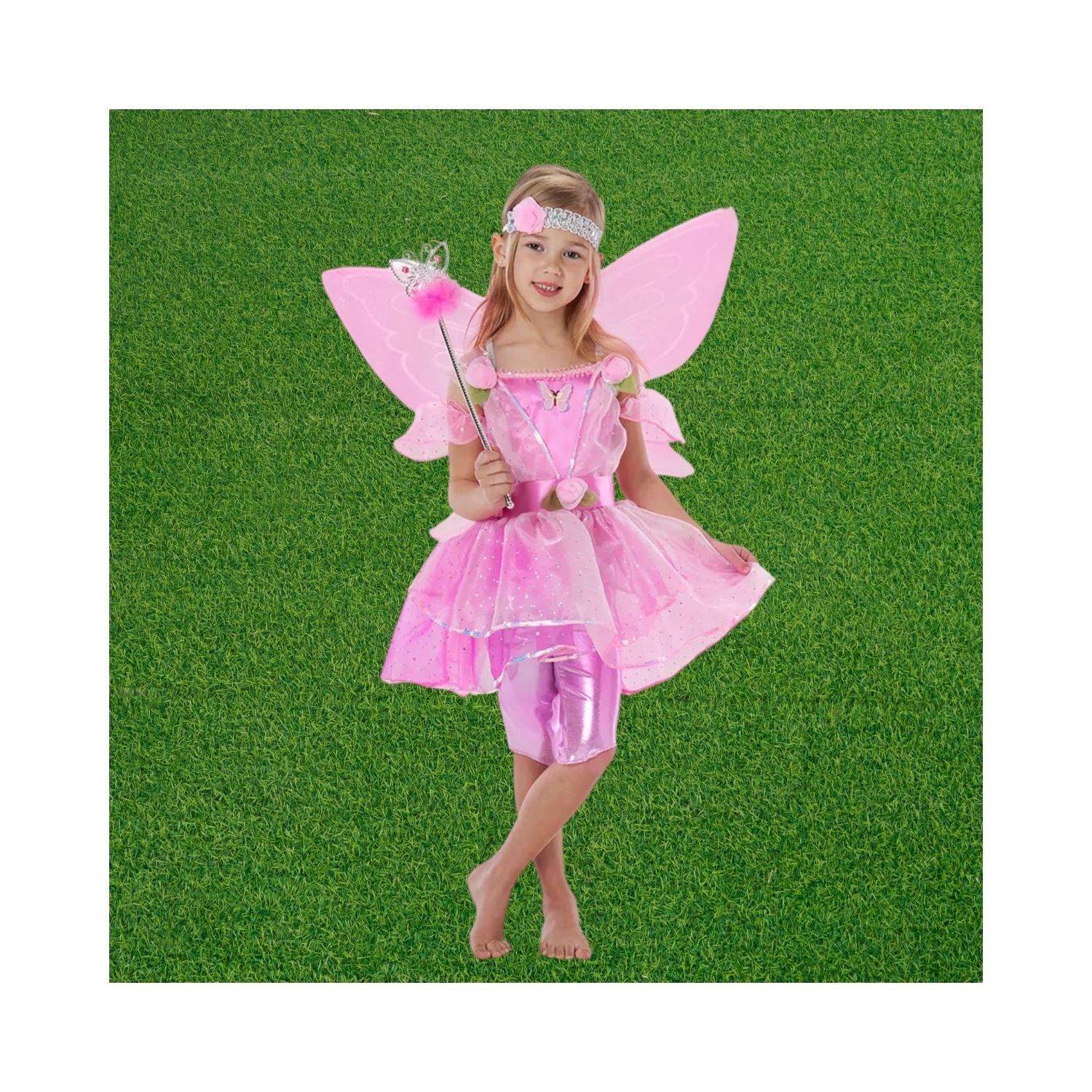 Halloween Girls Pink Flower Fairy Costume