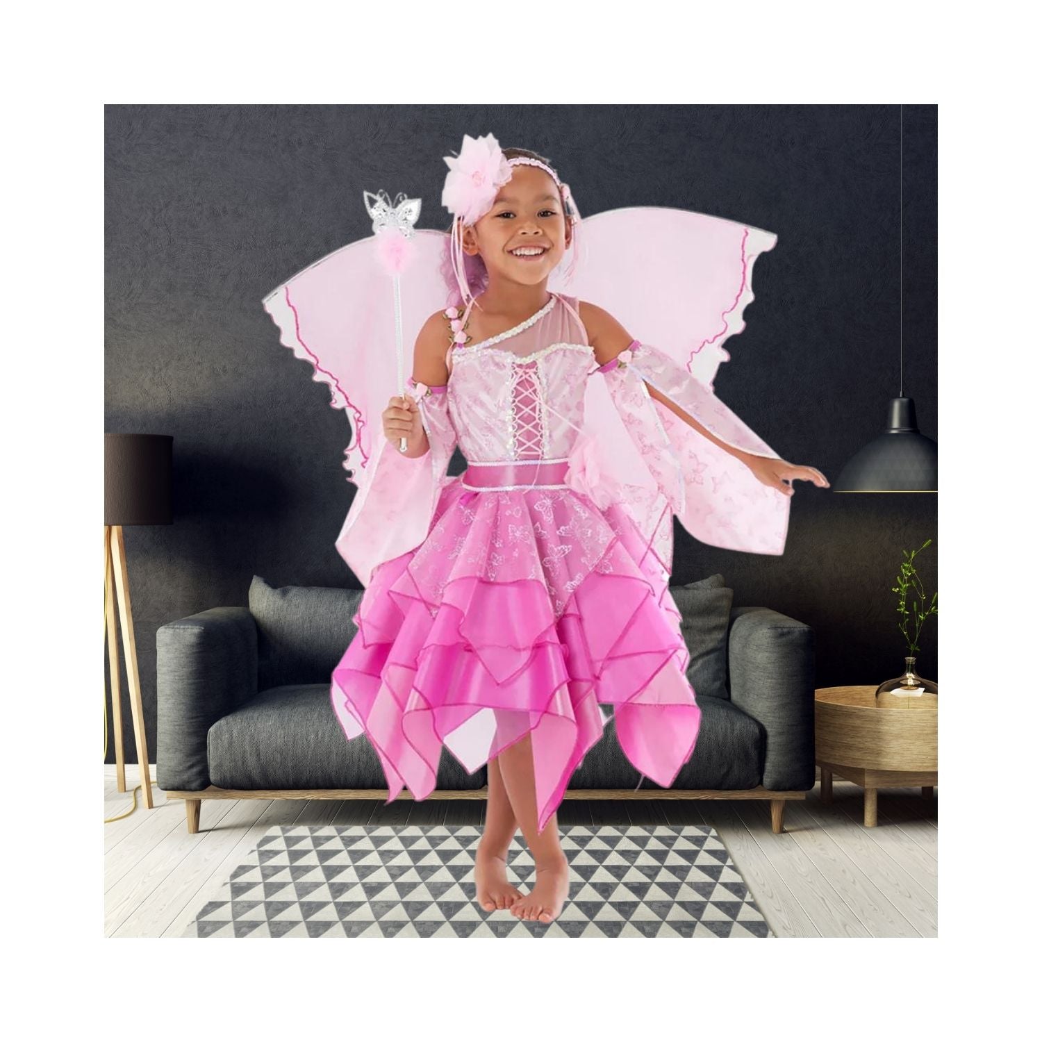 Halloween Girls Pink Petal Fairy Costume