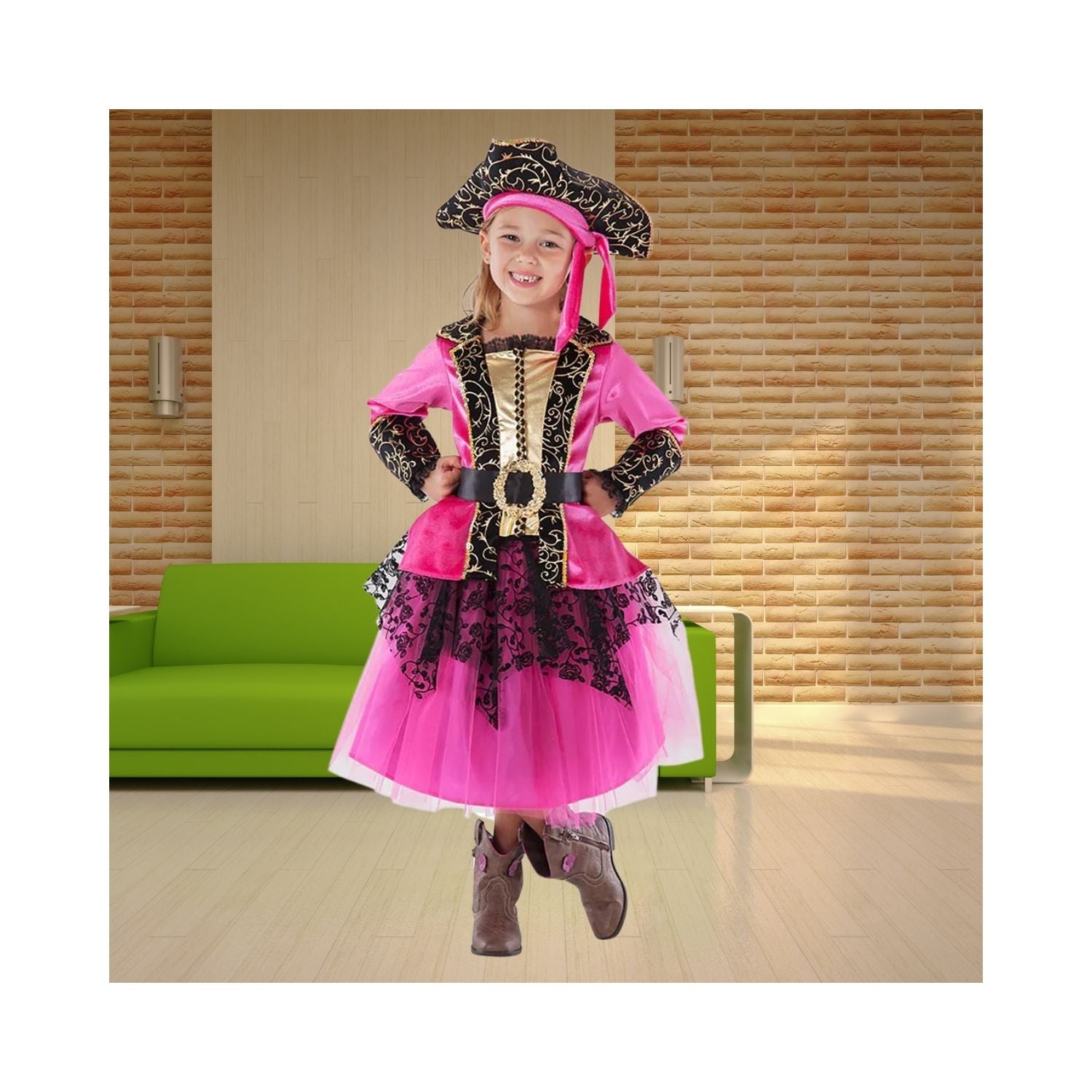 Halloween Girls Pink Pirate Princess Costume