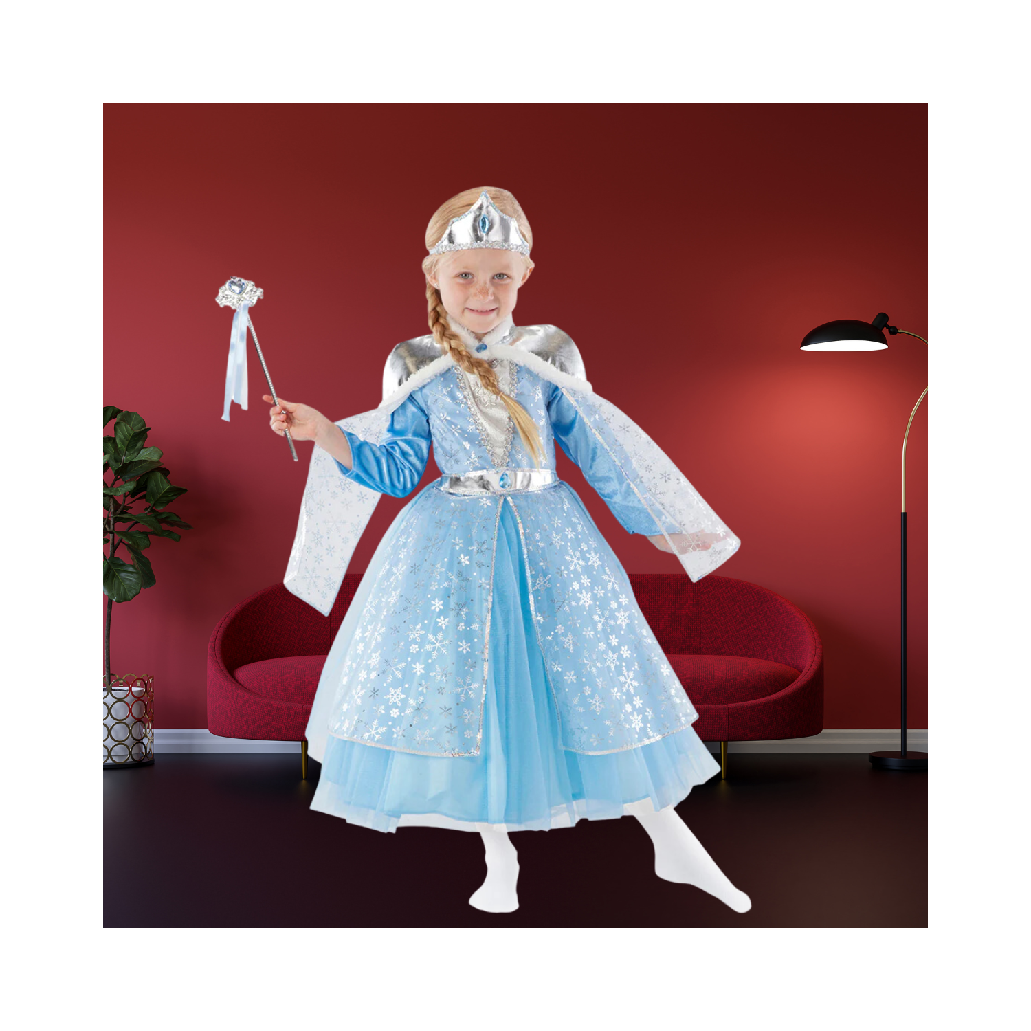 Halloween  Girls Snowflake Princess Dress-Up Costume