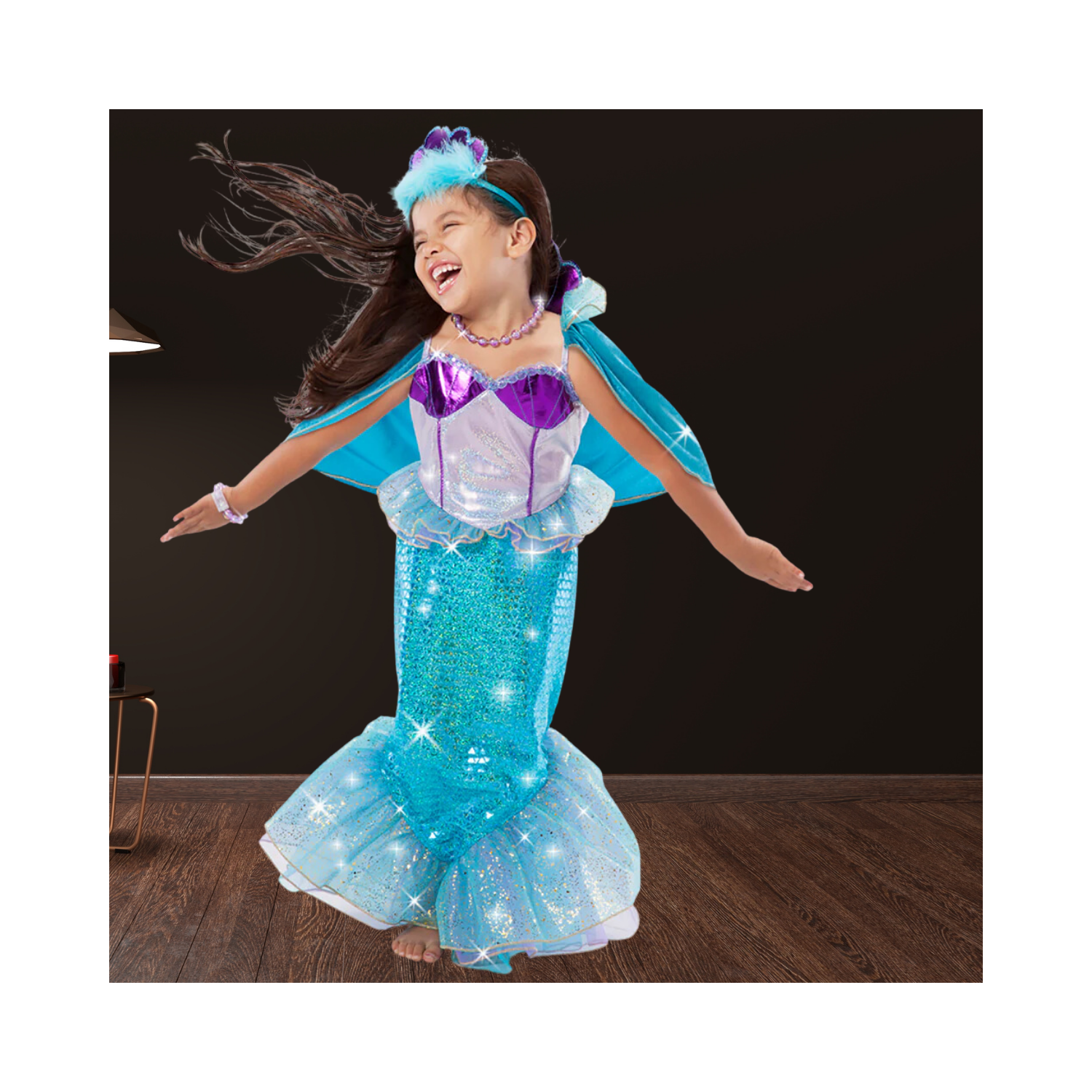 Halloween Girls Teal and Purple Mermaid Costume