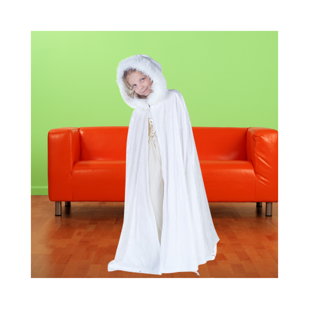 Halloween Girl's White Panne Princess Cape Costume