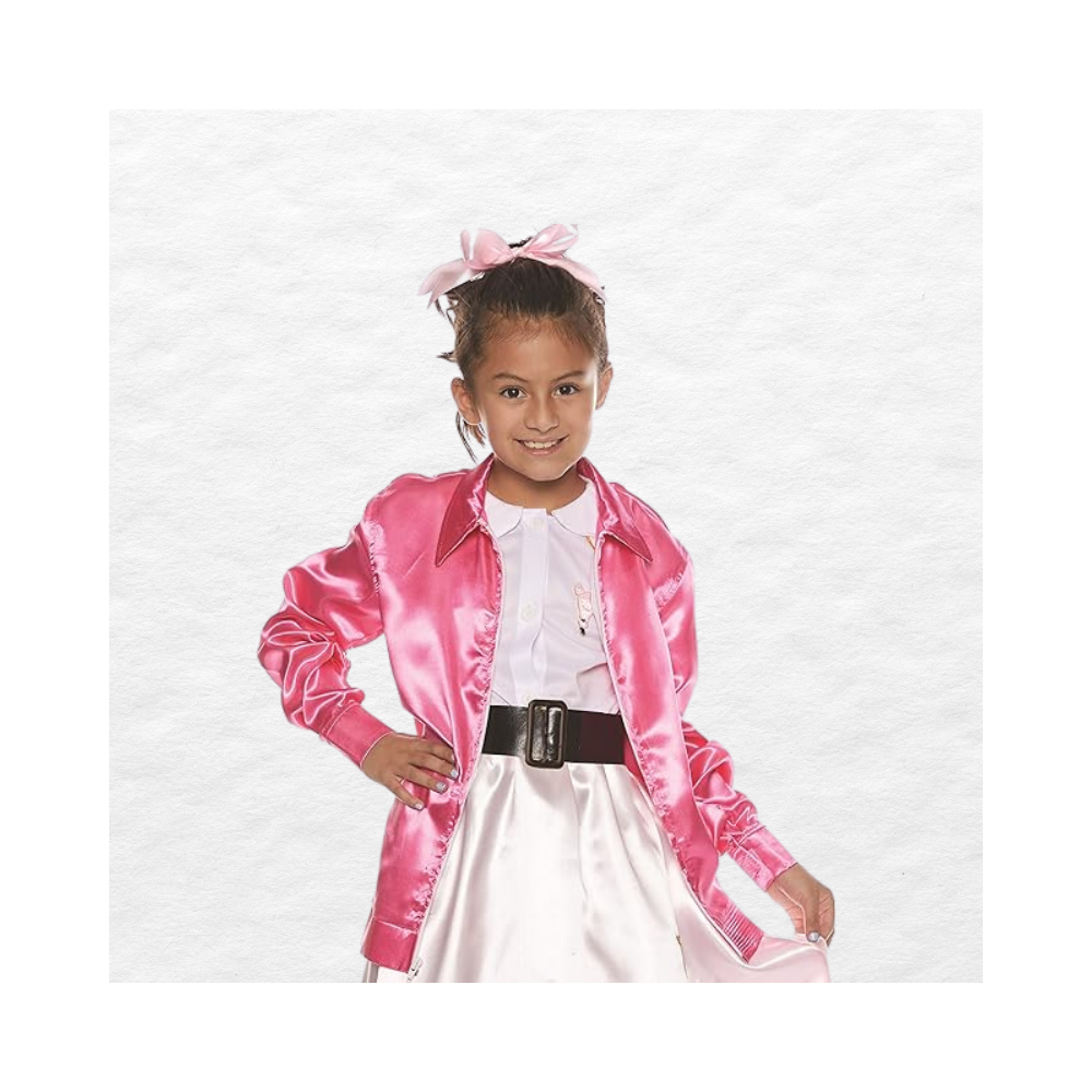 Halloween Little Girl's 1950s Satin Greaser Jacket Costume