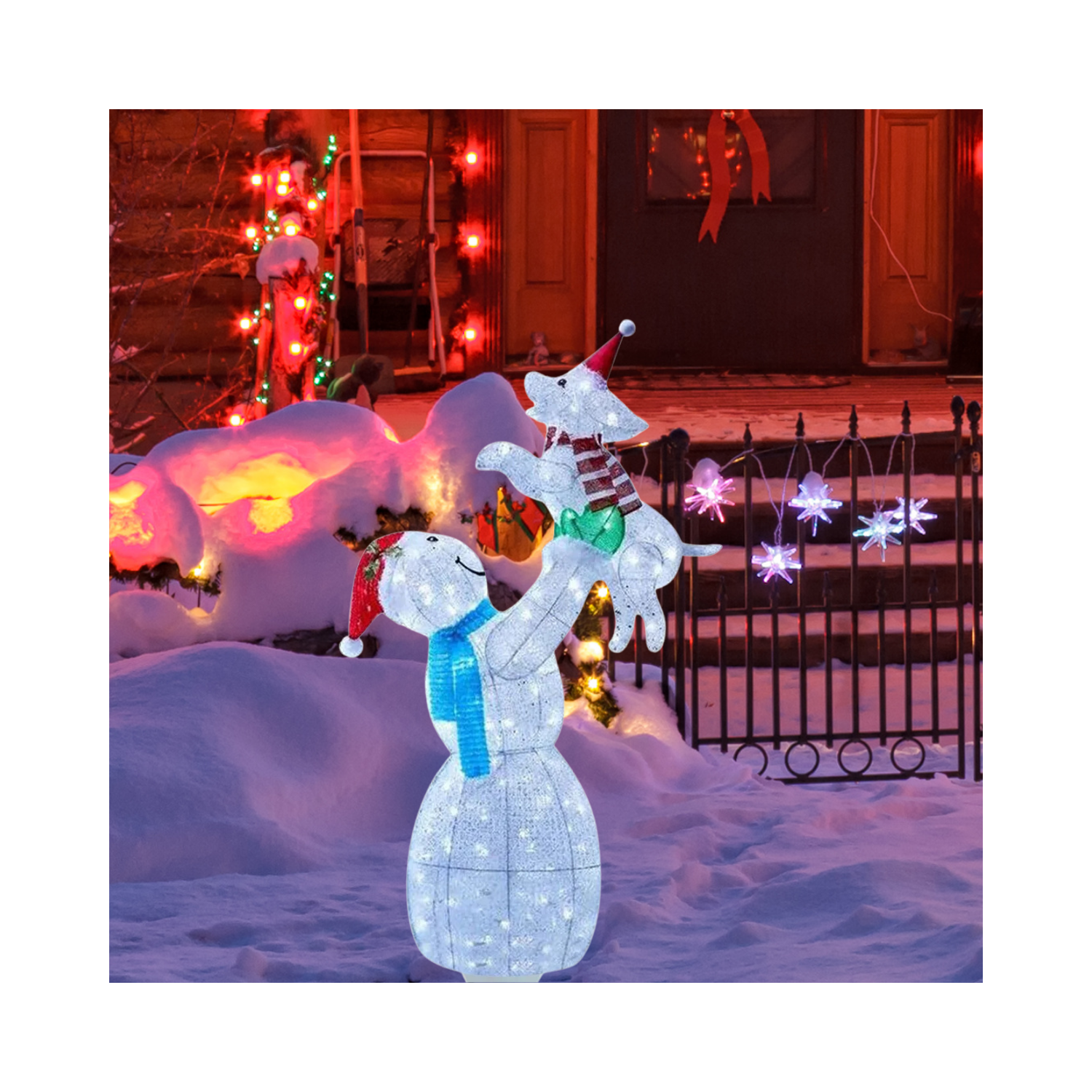 Christmas Snowman Dog Shaped Led Outdoor Decorations